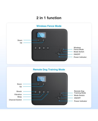 2 In 1 Electric Pet Fence with two Dog Training rechargeable Collars