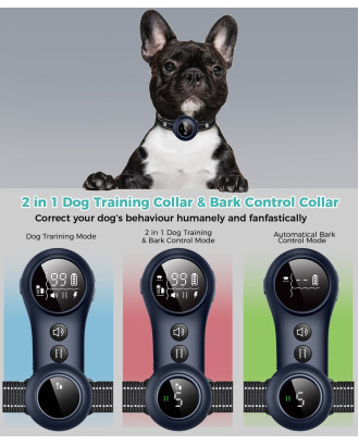 2 In 1 Remote Dog Training Collar Automatic Bark Stop Collar IP67 Waterproof 2 In 1 Remote Dog Training Collar Automatic Bark Stop Collar IP67 Waterproof
